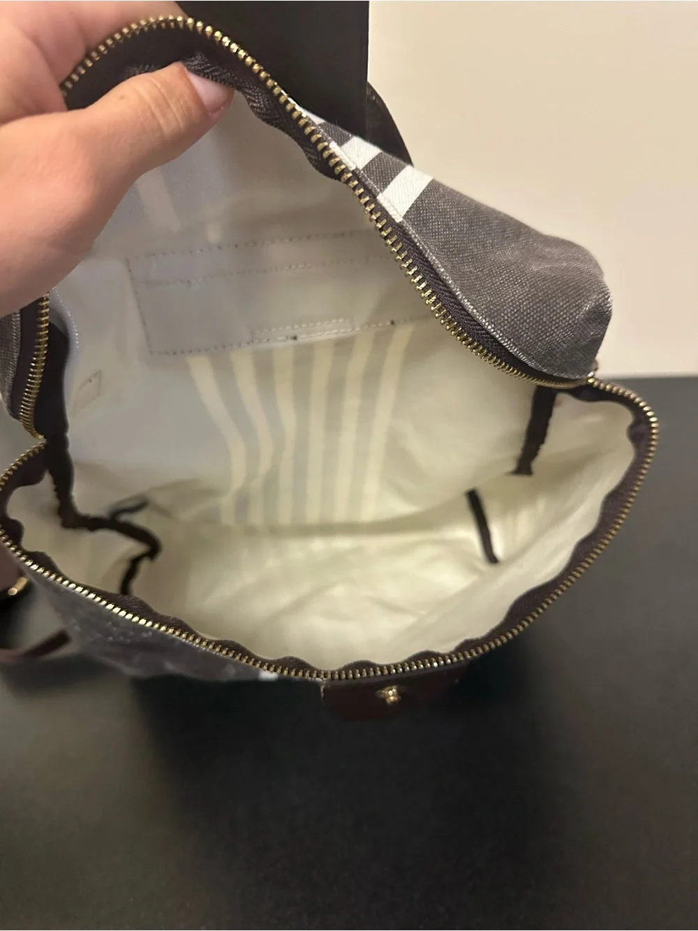 Henri Bendel Convertible Canvas Backpack Stripe Purse Bag